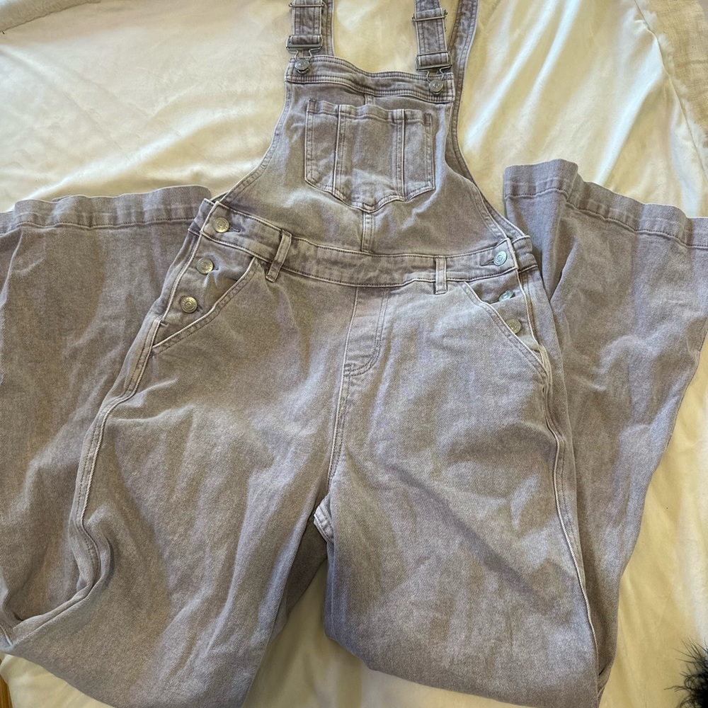 Lavender Gray Denim Overalls